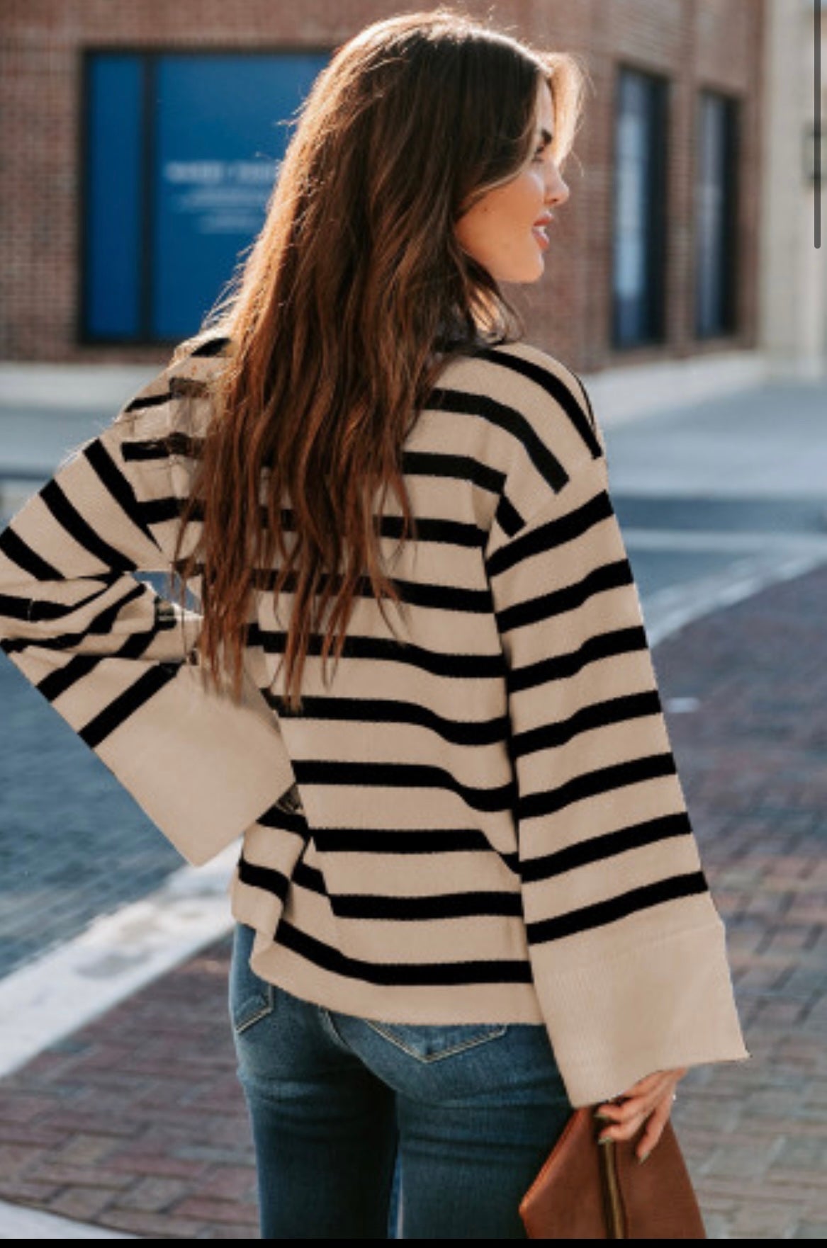 Striped sweater tan