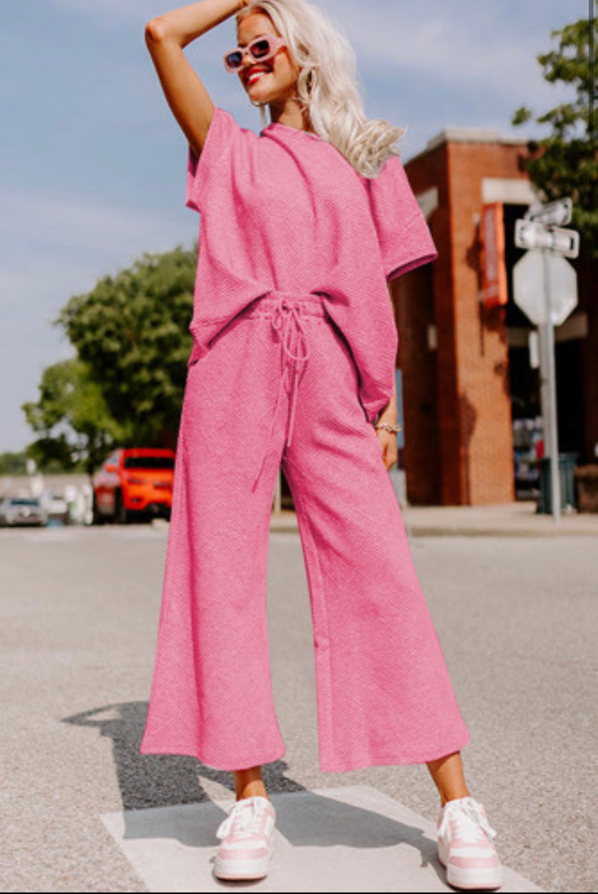 Hot pink textured set