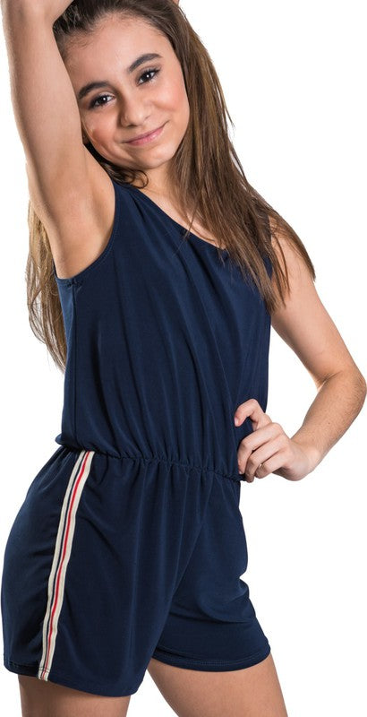 KIDS STRIPE SIDE SLEEVELESS ROMPER