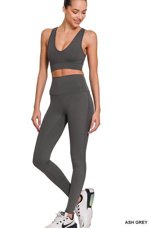 Athletic Racerback Tank Top and Leggings Set