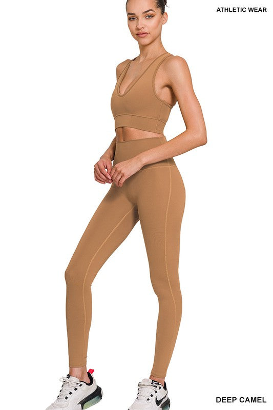 Athletic Racerback Tank Top and Leggings Set