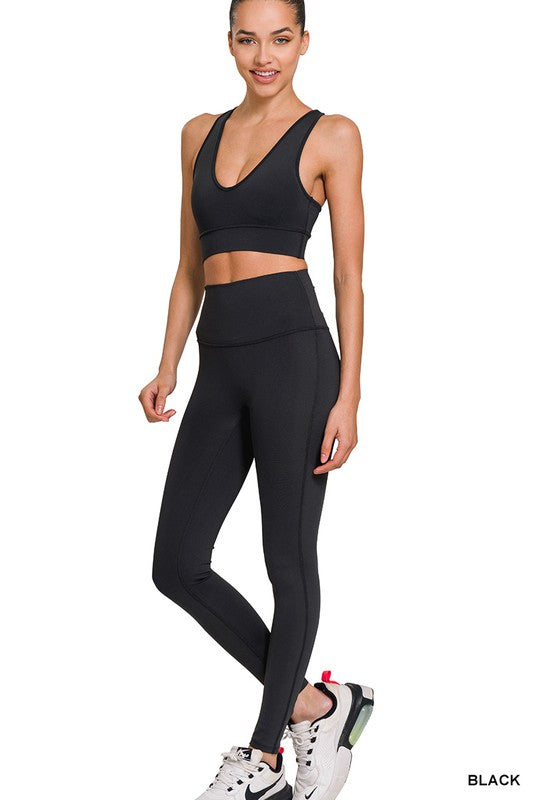 Athletic Racerback Tank Top and Leggings Set