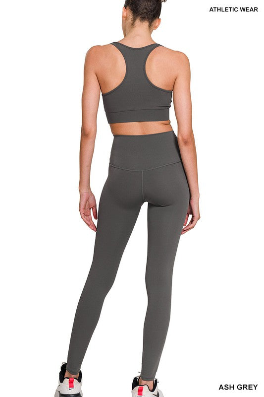 Athletic Racerback Tank Top and Leggings Set