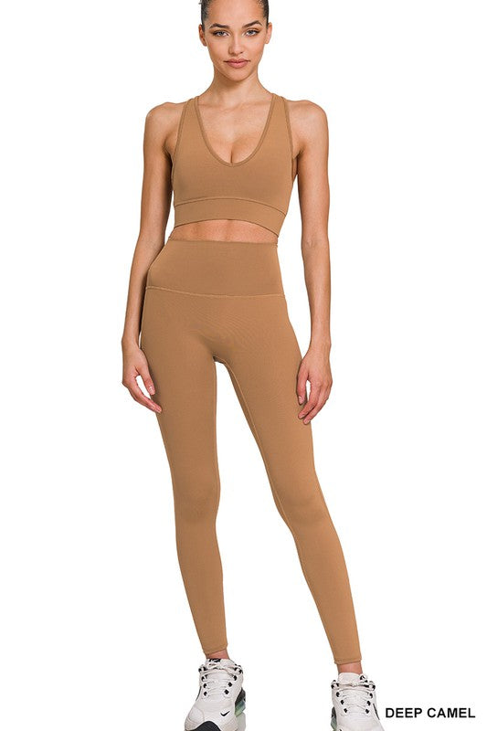 Athletic Racerback Tank Top and Leggings Set