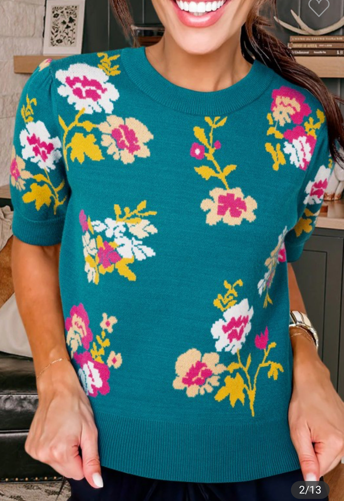 Teal flower shirt