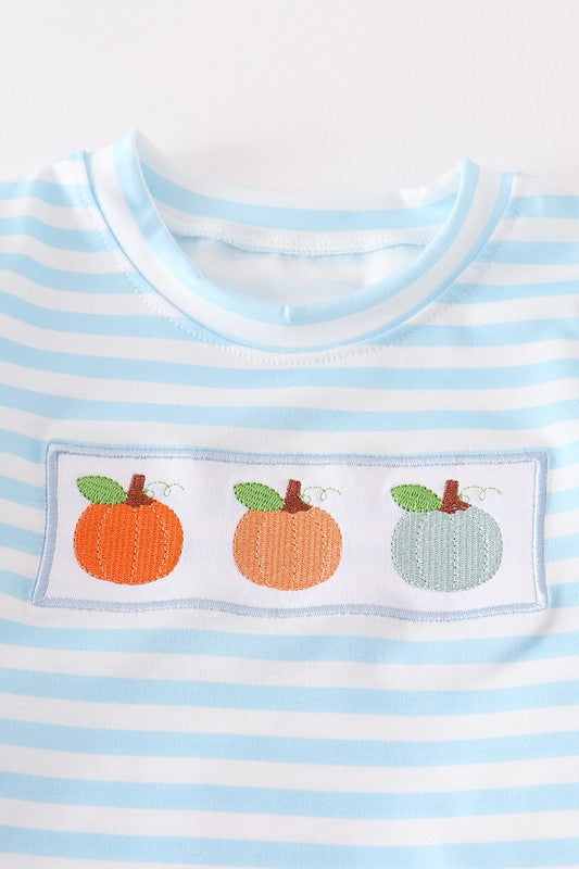 Kid Three pumpkin embroidery boy set