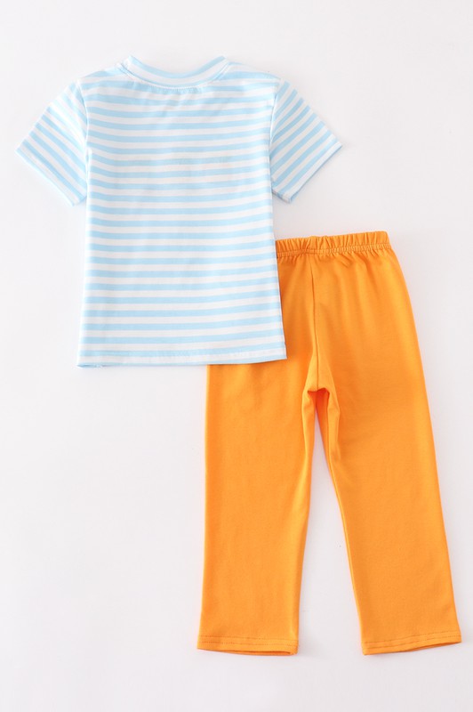 Kid Three pumpkin embroidery boy set