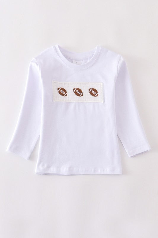 White football smocked boy shirt