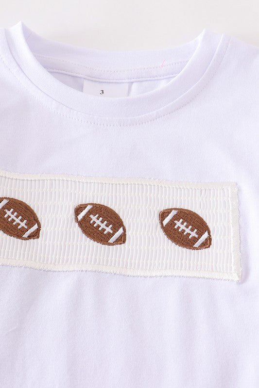 White football smocked boy shirt