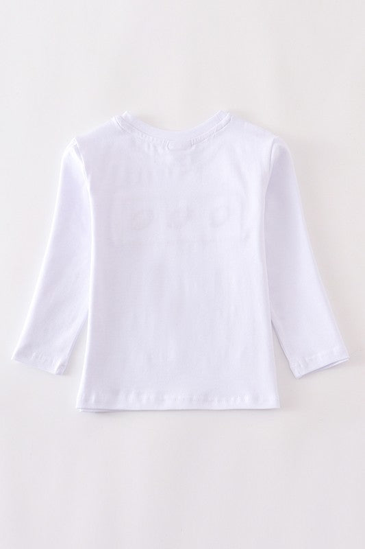 White football smocked boy shirt