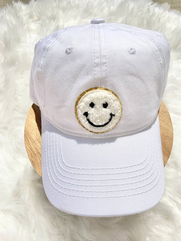 Baseball Cap with Smiley Face Patch