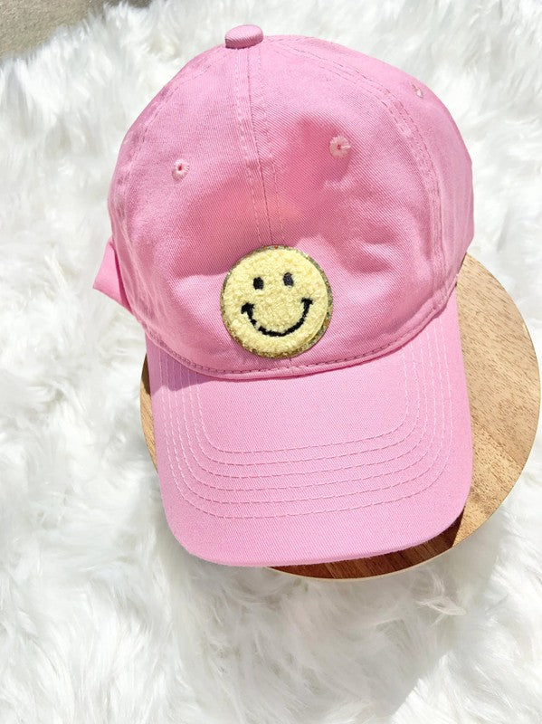 Baseball Cap with Smiley Face Patch