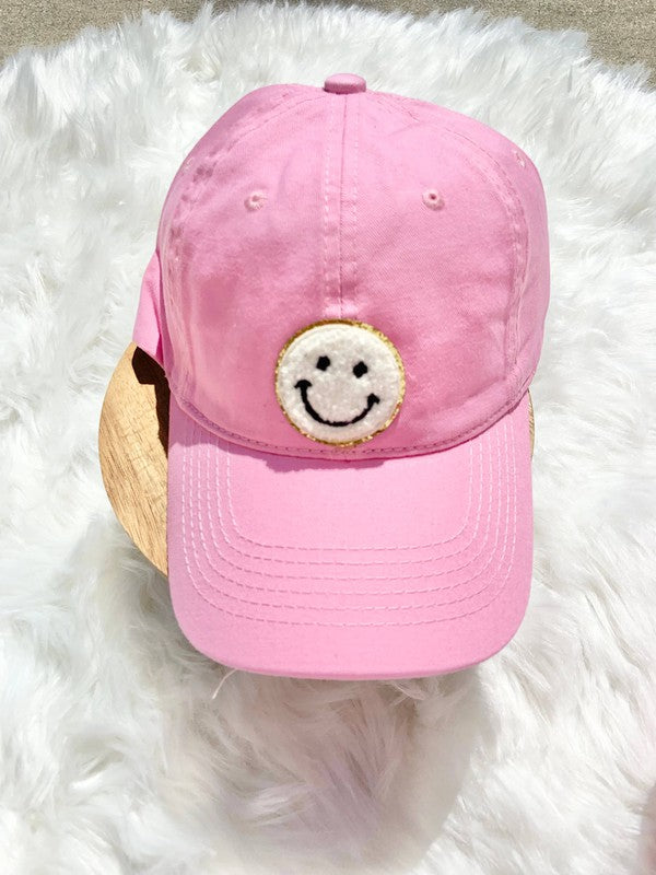 Baseball Cap with Smiley Face Patch