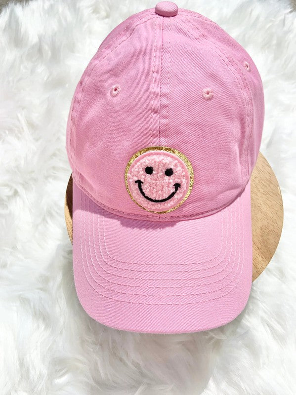 Baseball Cap with Smiley Face Patch