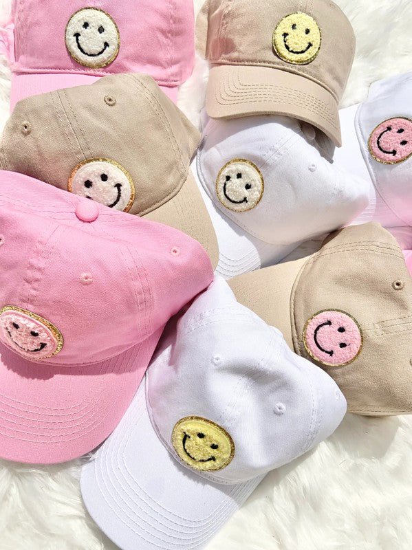 Baseball Cap with Smiley Face Patch
