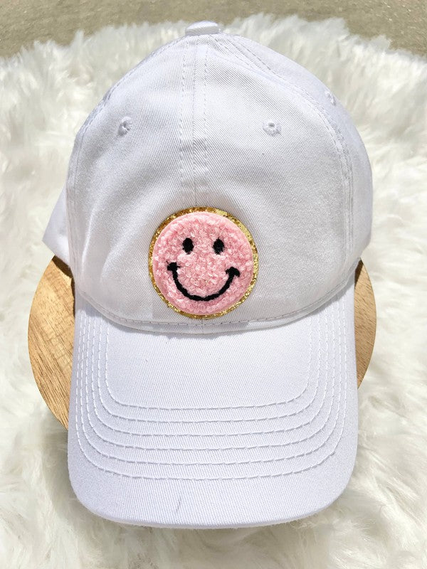 Baseball Cap with Smiley Face Patch