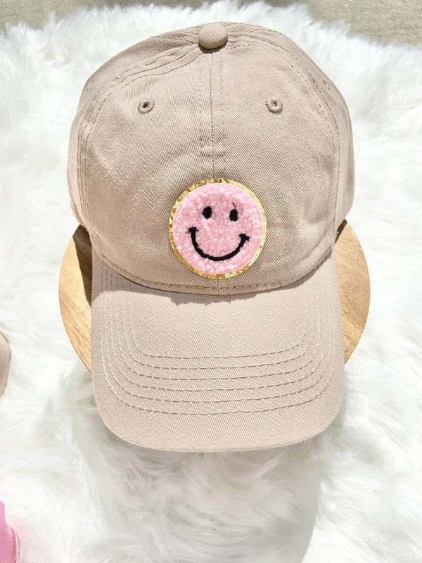 Baseball Cap with Smiley Face Patch