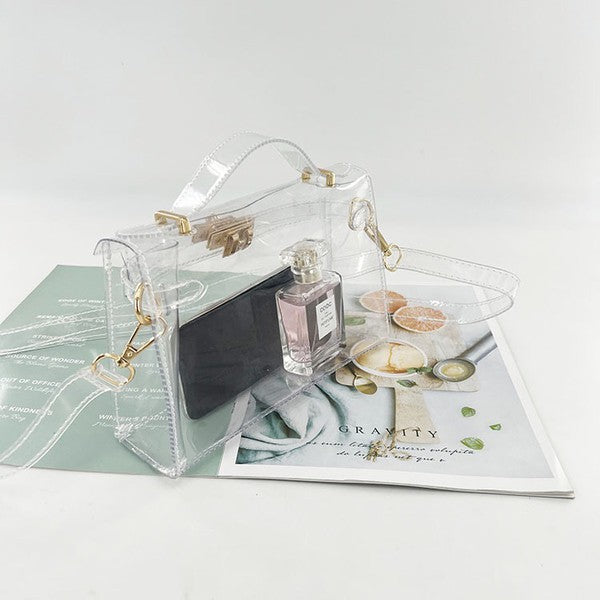 CLEAR HIGH QUALITY TRANSPARENT TOP HANDLE BAG