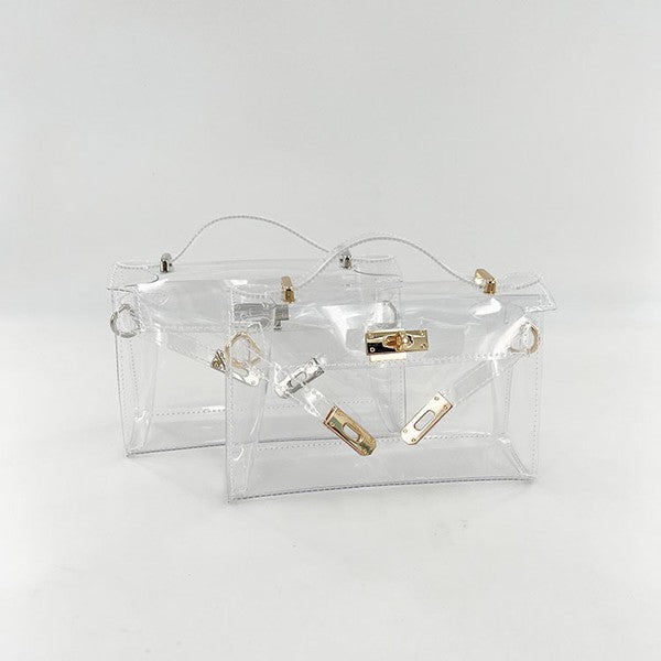 CLEAR HIGH QUALITY TRANSPARENT TOP HANDLE BAG
