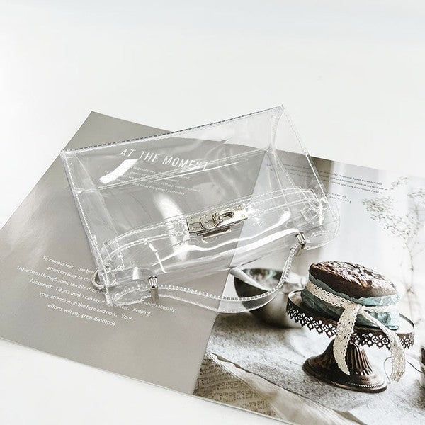 CLEAR HIGH QUALITY TRANSPARENT TOP HANDLE BAG