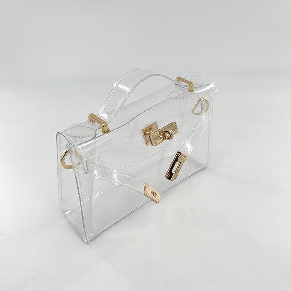 CLEAR HIGH QUALITY TRANSPARENT TOP HANDLE BAG