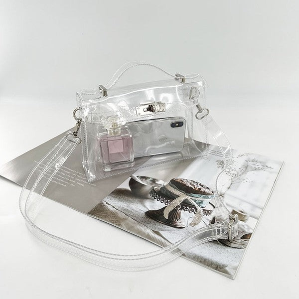 CLEAR HIGH QUALITY TRANSPARENT TOP HANDLE BAG