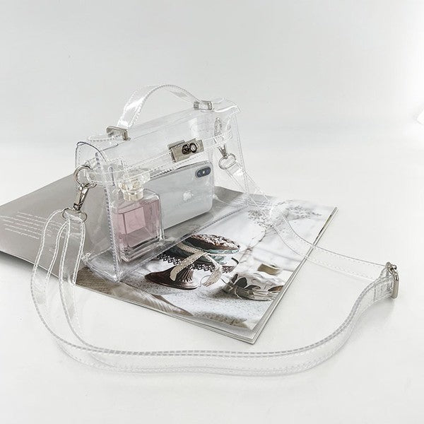 CLEAR HIGH QUALITY TRANSPARENT TOP HANDLE BAG
