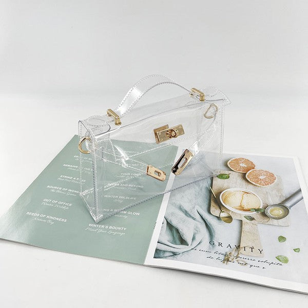 CLEAR HIGH QUALITY TRANSPARENT TOP HANDLE BAG