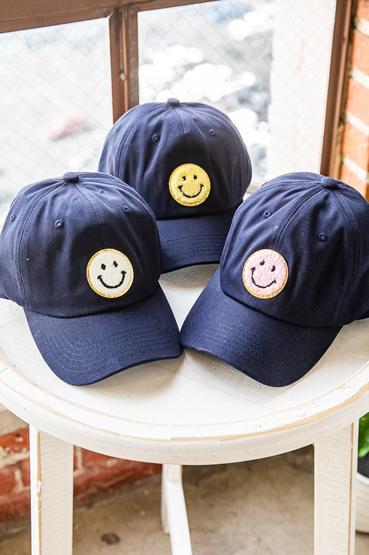 Baseball Cap with Smiley Face Patch