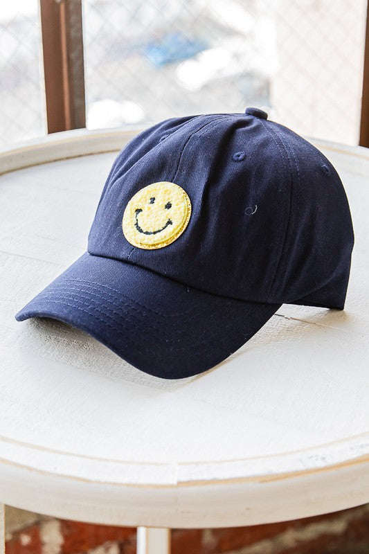 Baseball Cap with Smiley Face Patch