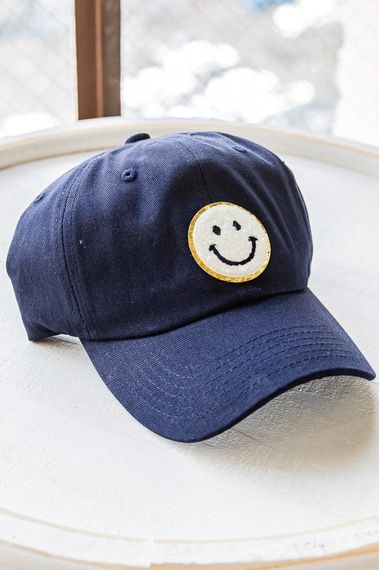 Baseball Cap with Smiley Face Patch