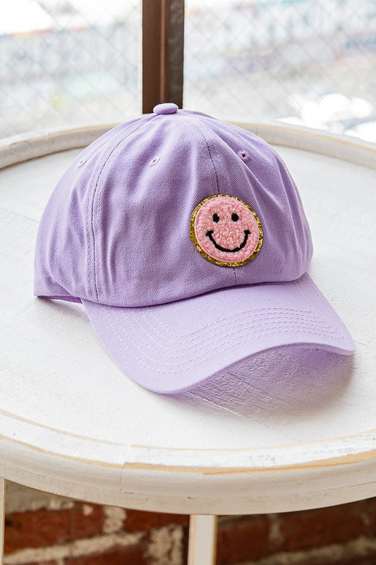Baseball Cap with Smiley Face Patch