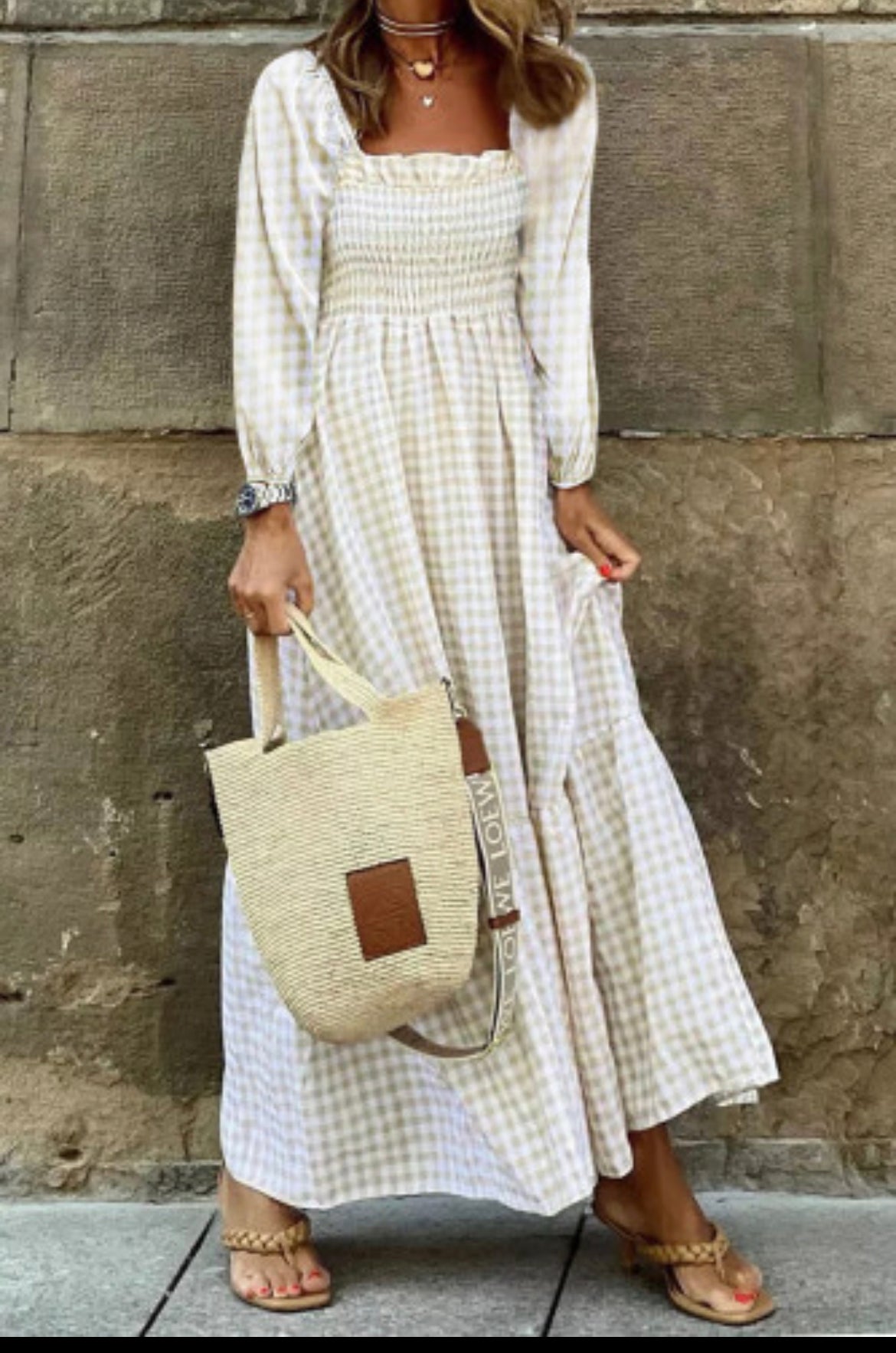 Plaid LS dress