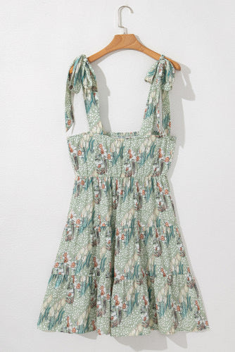 Gray floral smocked dress
