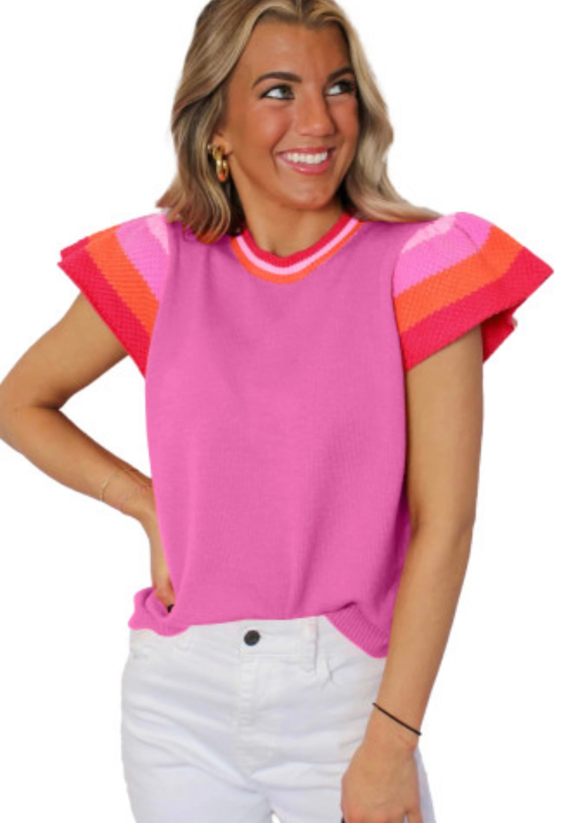 Pink colorblock ruffle