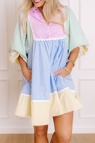 Color block scalloped dress