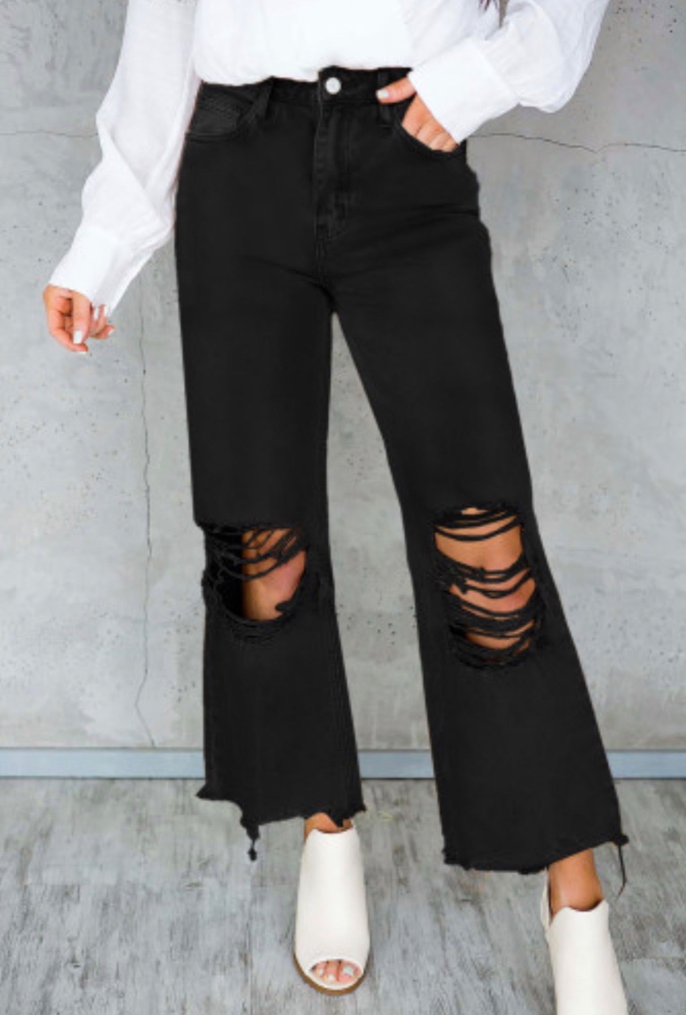 Cropped black jeans