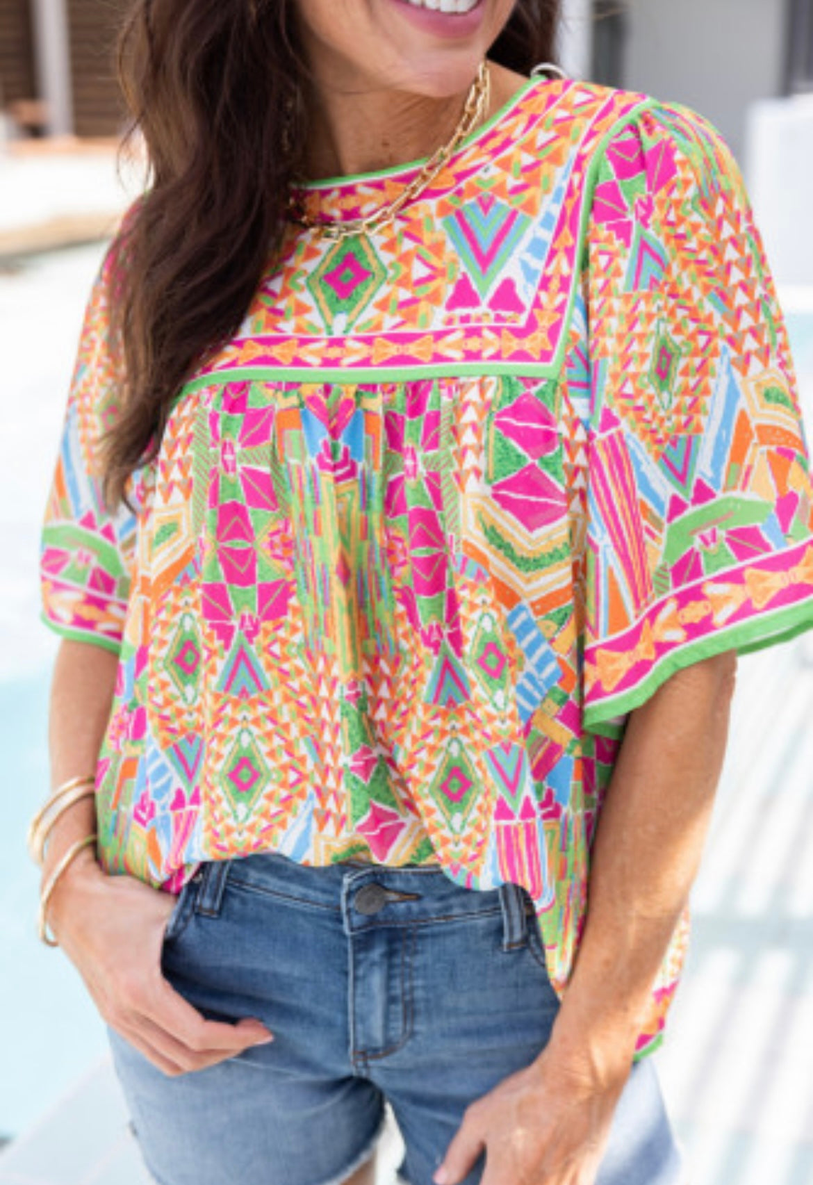 Bright aztec top