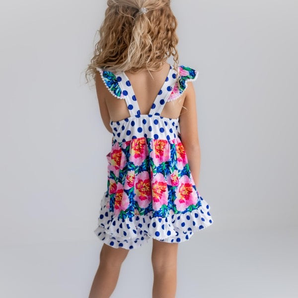 Navy polka dot