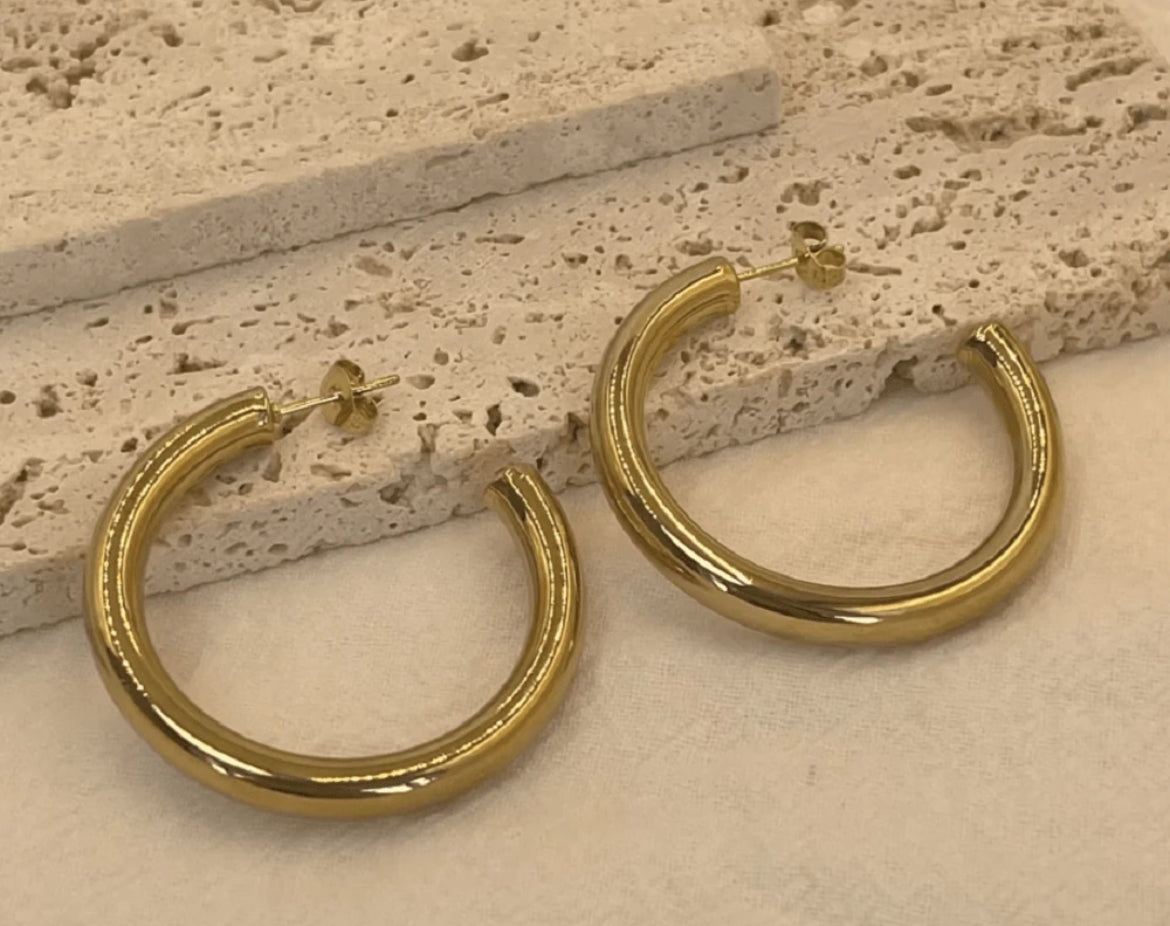 Gold plated gold hoops