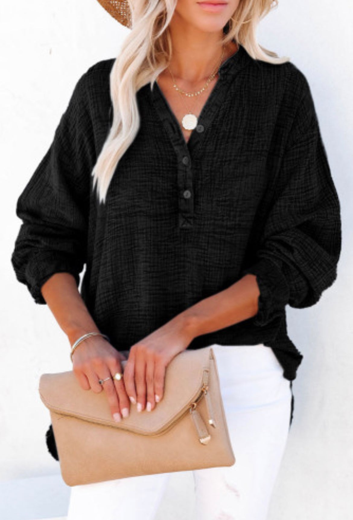 Textured henley shirt