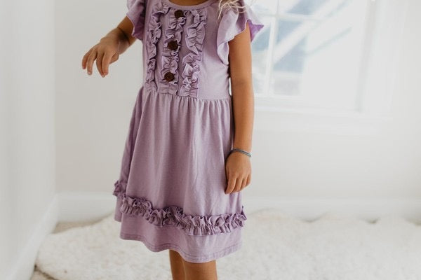 Ruffle Button Lavender Spring dress