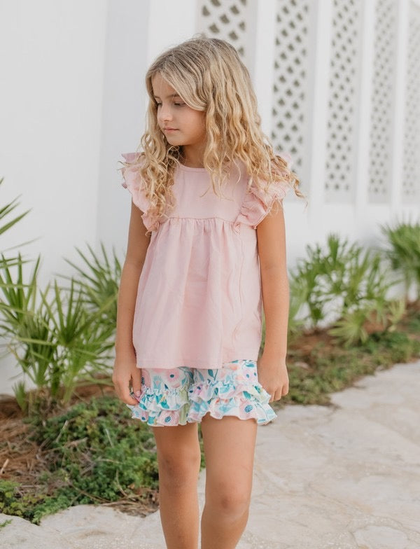 2 piece light pink floral set***