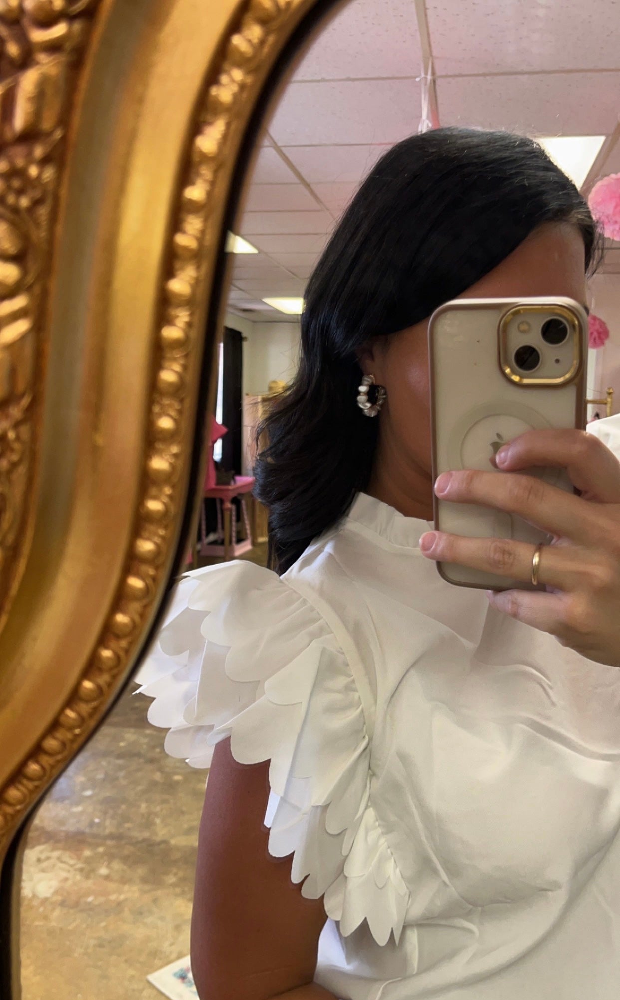 White flutter top