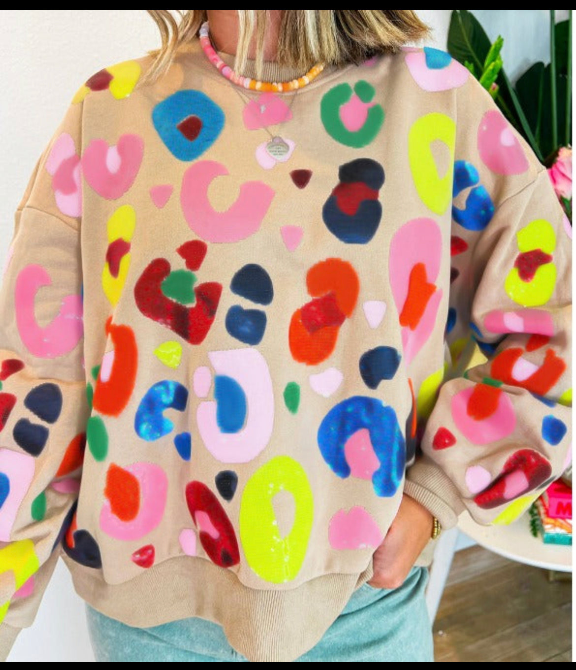 bright leopard sweatshirt