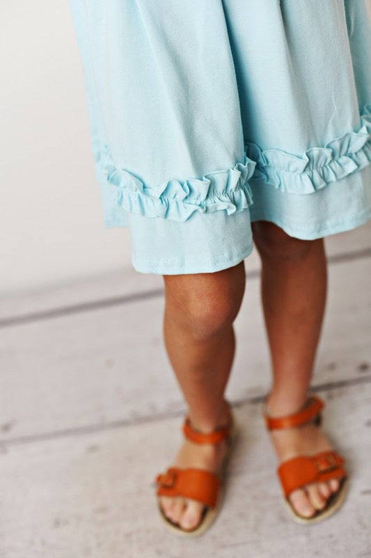 Ruffle Button blue Spring dress ***