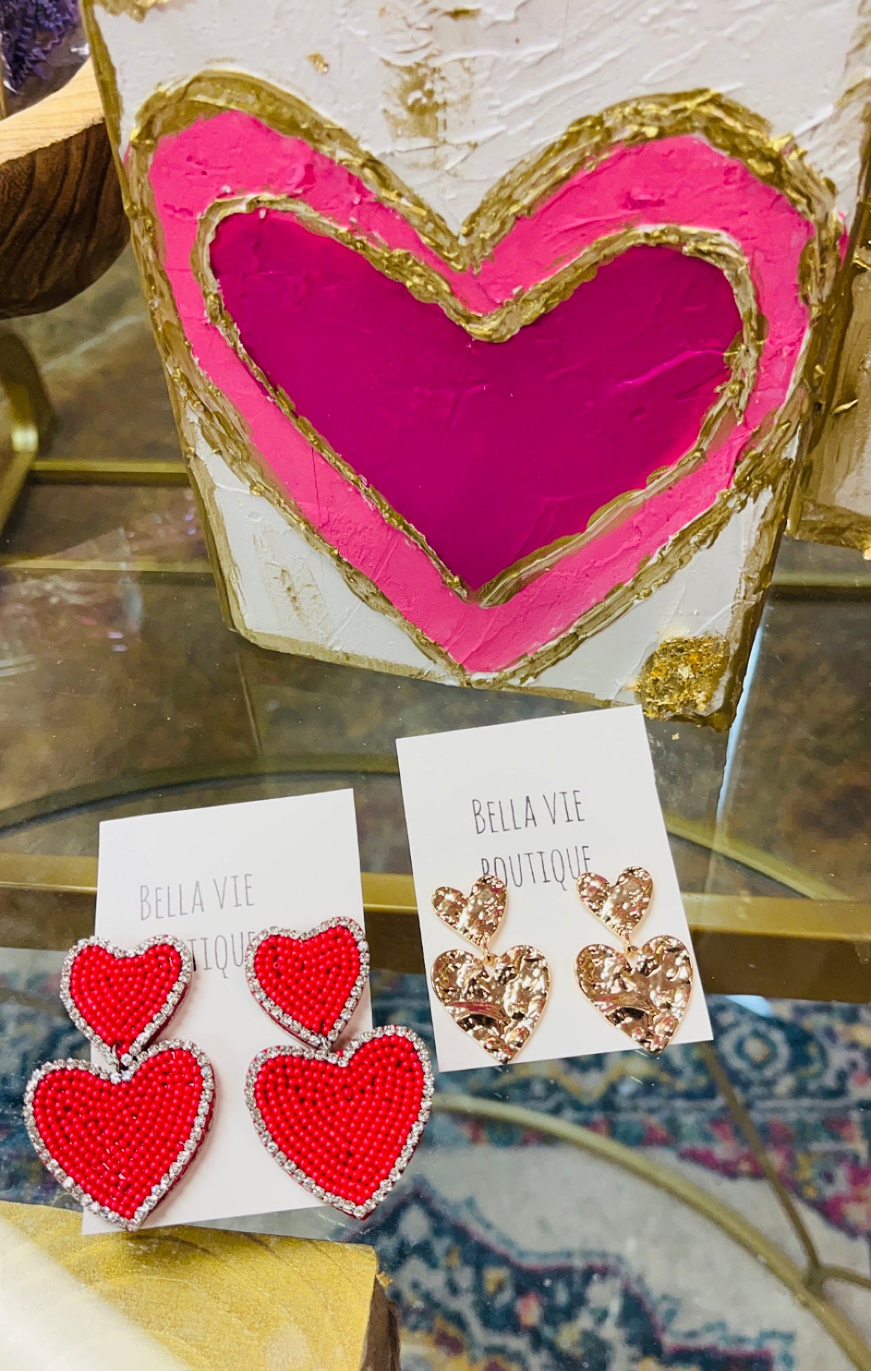 Gold heart earrings