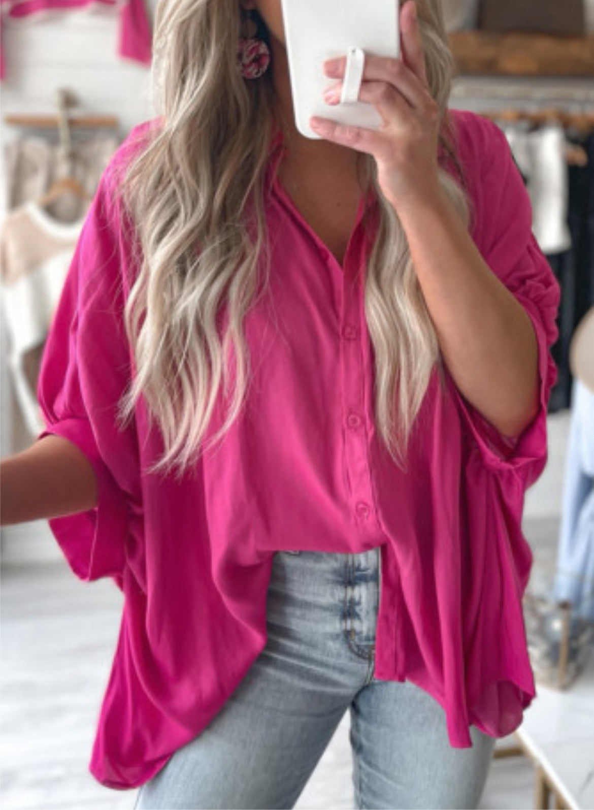Oversized pink shirt