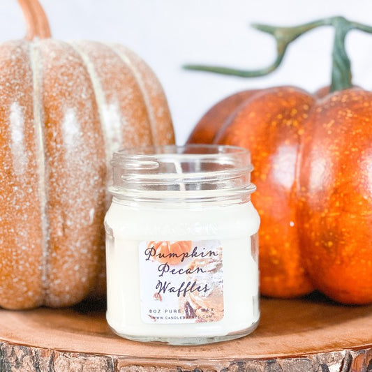 }Pumpkin Pecan Waffles 8oz Mason Pure Soy Candle