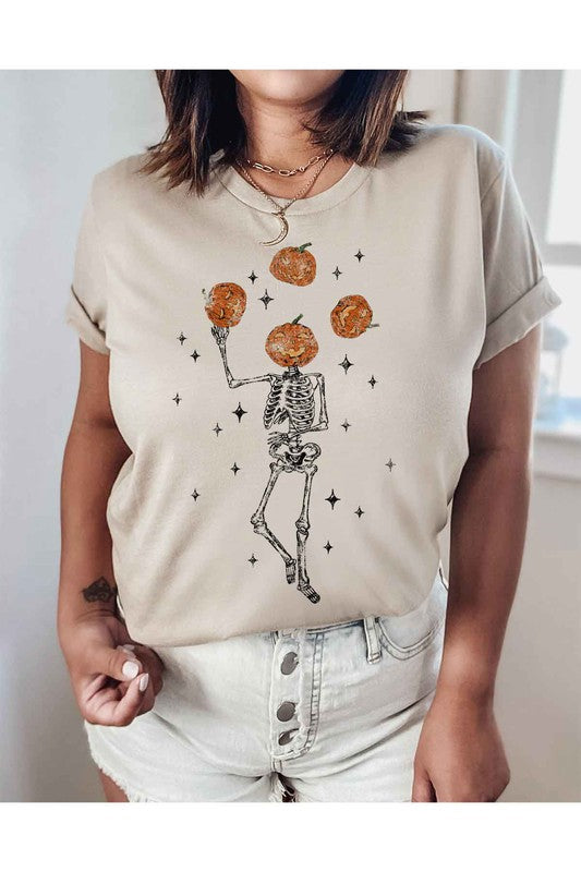 JUGGLING PUMPKIN GRAPHIC PLUS SIZE TEE / T SHIRT